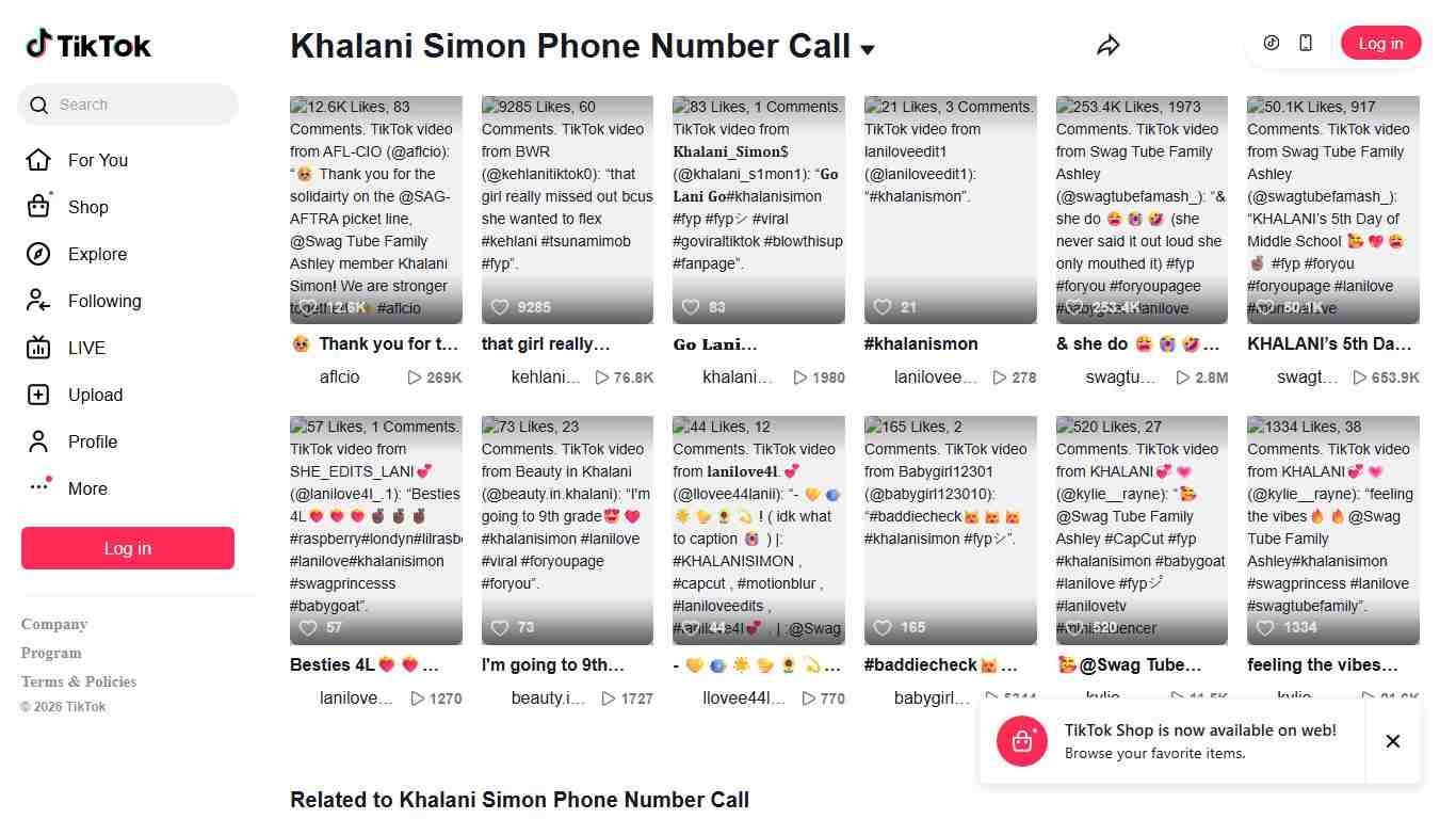 Khalani Simon Phone Number Call TikTok